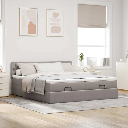 osmannisk sengeramme med madrasser 160x200 cm stof gråbrun