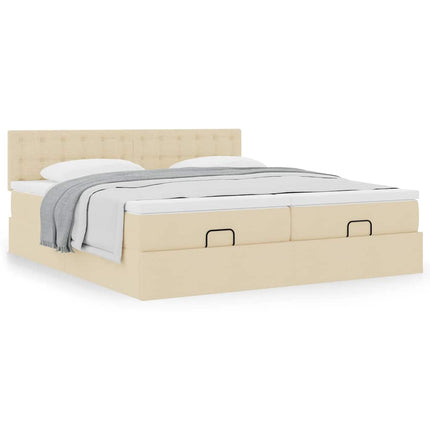 osmannisk sengeramme med madrasser 160x200 cm stof cremefarvet
