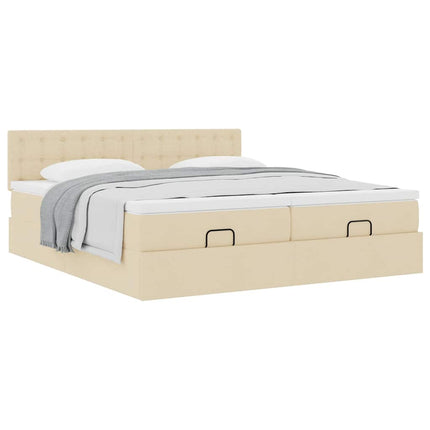 osmannisk sengeramme med madrasser 160x200 cm stof cremefarvet