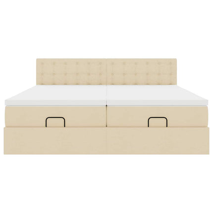 osmannisk sengeramme med madrasser 160x200 cm stof cremefarvet
