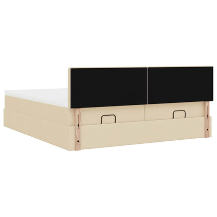 osmannisk sengeramme med madrasser 160x200 cm stof cremefarvet