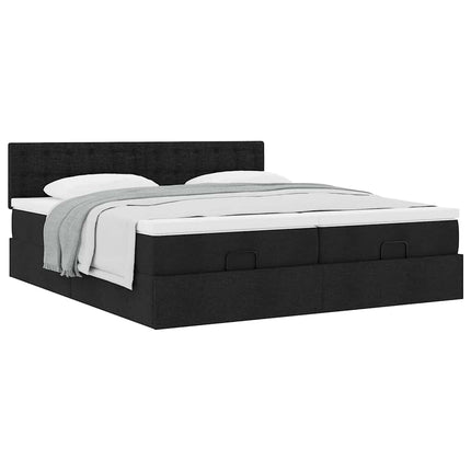 osmannisk sengeramme med madrasser 180x200 cm stof sort