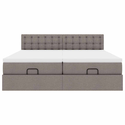 osmannisk sengeramme med madrasser 200x200 cm stof gråbrun