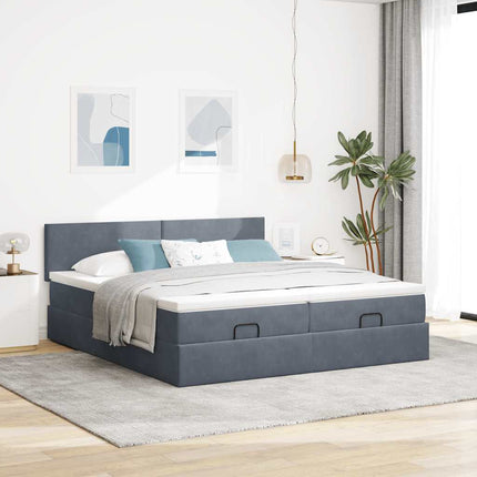 osmannisk sengeramme med madrasser 180x200 cm fløjl mørkegrå