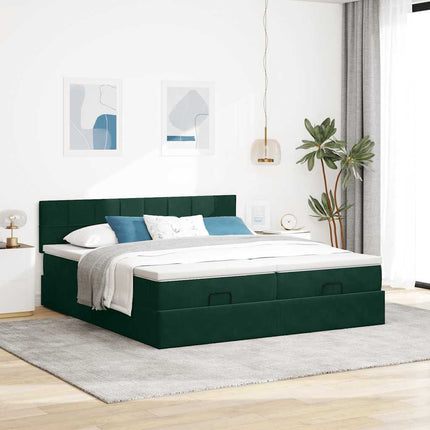 osmannisk sengeramme med madrasser 160x200 cm fløjl mørkegrøn