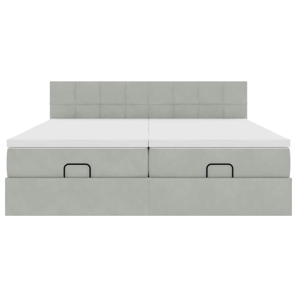 osmannisk sengeramme med madrasser 200x200 cm fløjl lysegrå