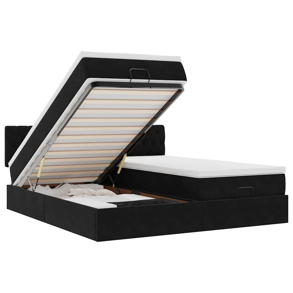 osmannisk sengeramme med madrasser 180x200 cm fløjl sort