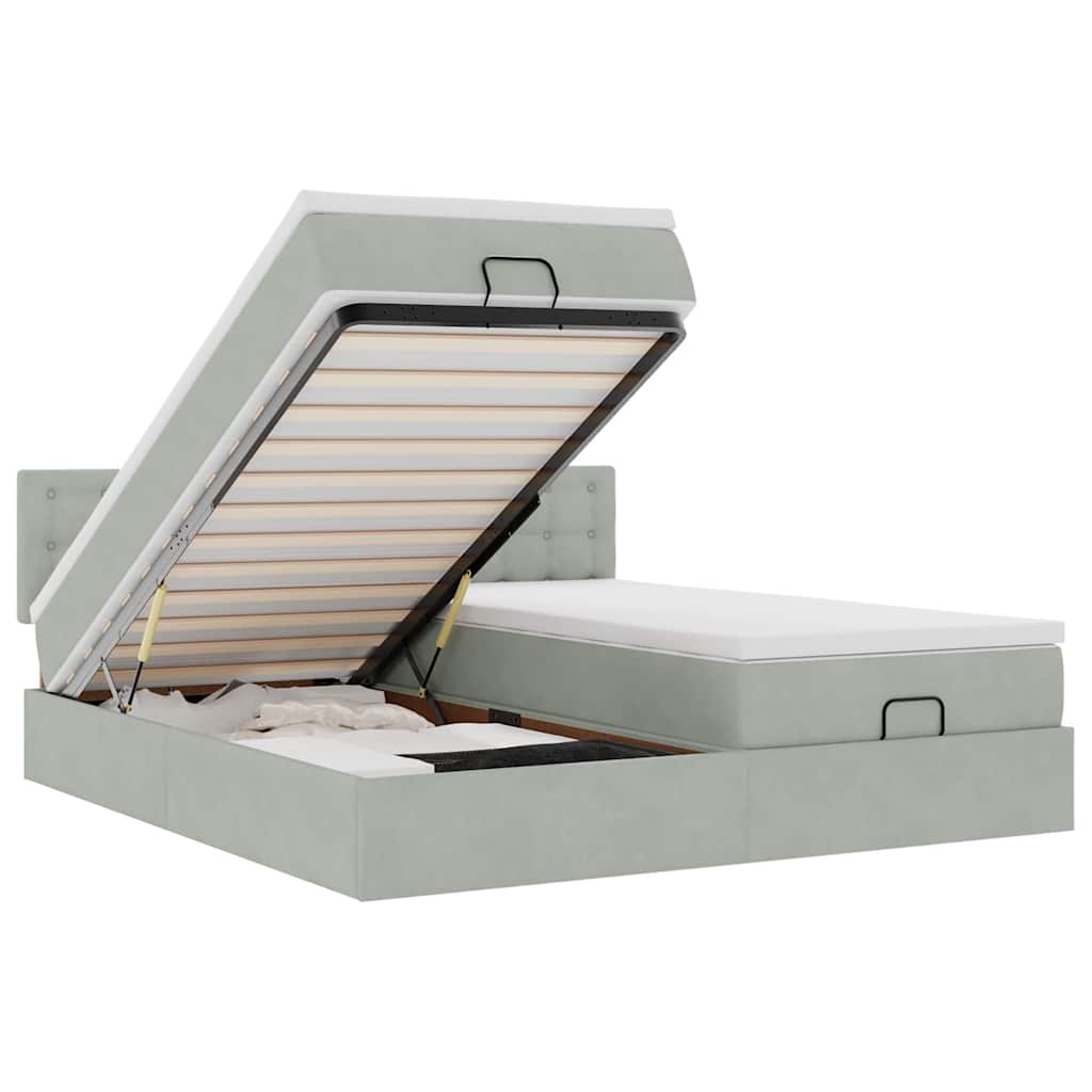 osmannisk sengeramme med madrasser 160x200 cm fløjl lysegrå