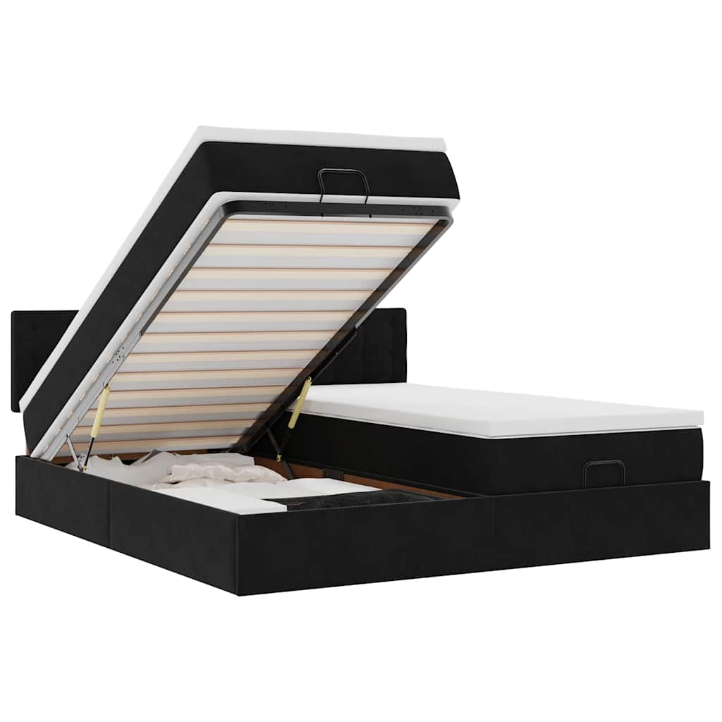 osmannisk sengeramme med madrasser 160x200 cm fløjl sort