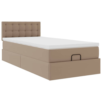 osmannisk sengeramme med madras 90x190 cm kunstlæder cappuccino
