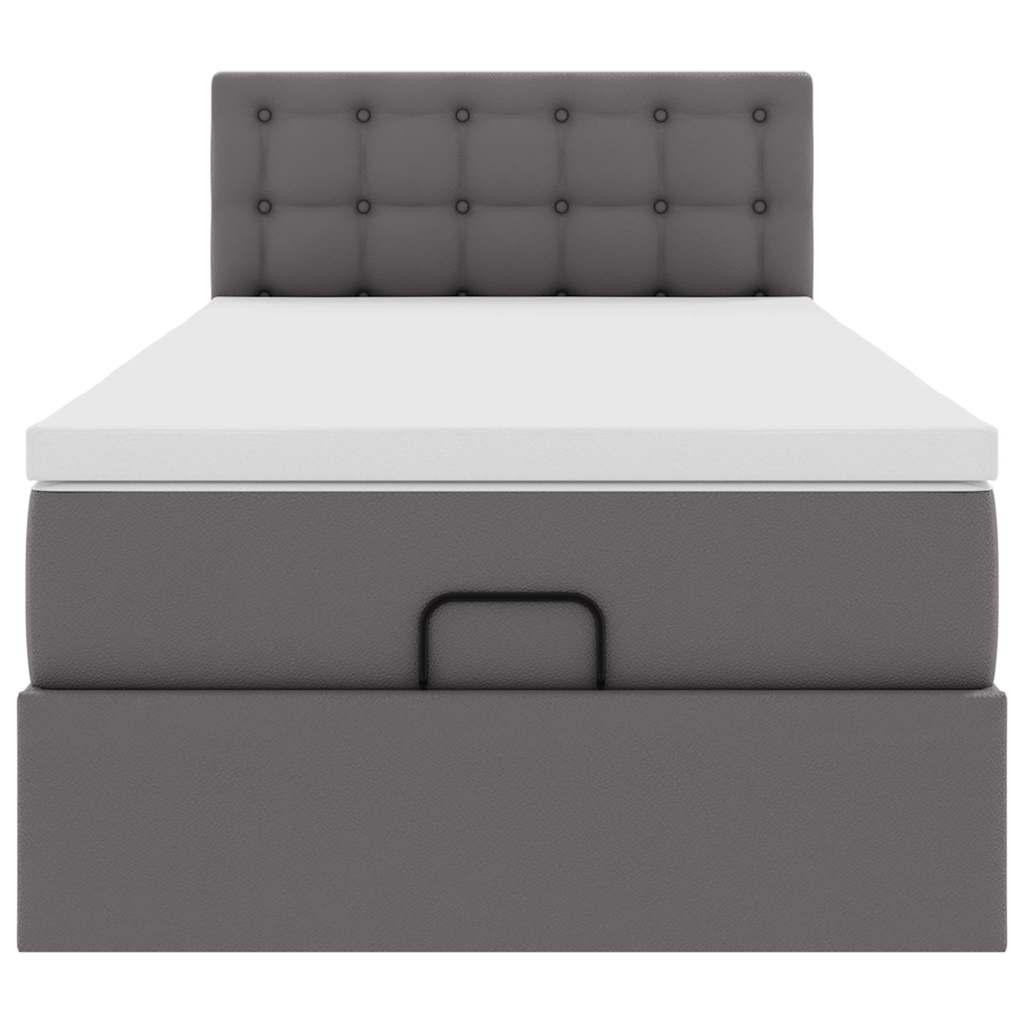 osmannisk sengeramme med madras 90x200 cm kunstlæder grå