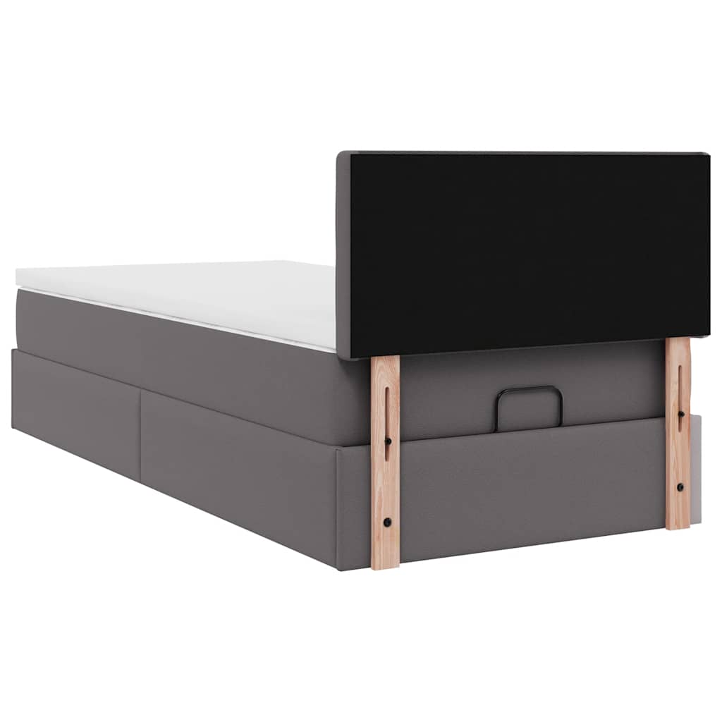 osmannisk sengeramme med madras 90x200 cm kunstlæder grå