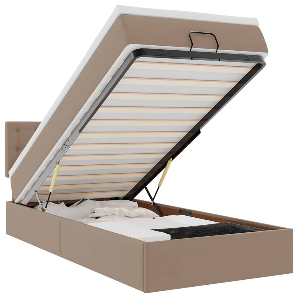 osmannisk sengeramme med madras 90x200 cm kunstlæder cappuccino