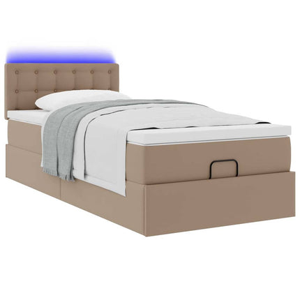 osmannisk sengeramme med madras 90x200 cm kunstlæder cappuccino