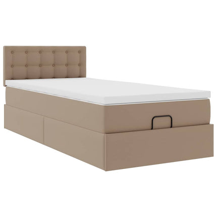 osmannisk sengeramme med madras 90x200 cm kunstlæder cappuccino