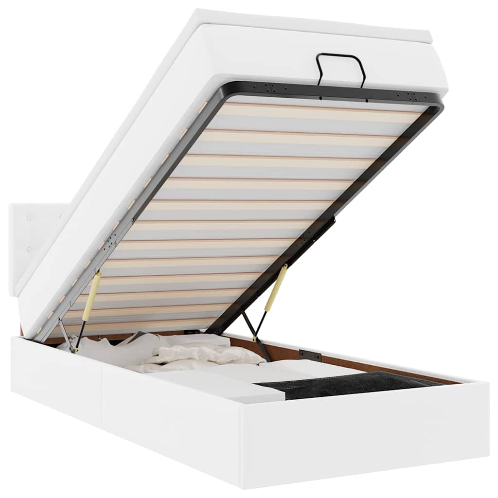 osmannisk sengeramme med madras 100x200 cm kunstlæder hvid