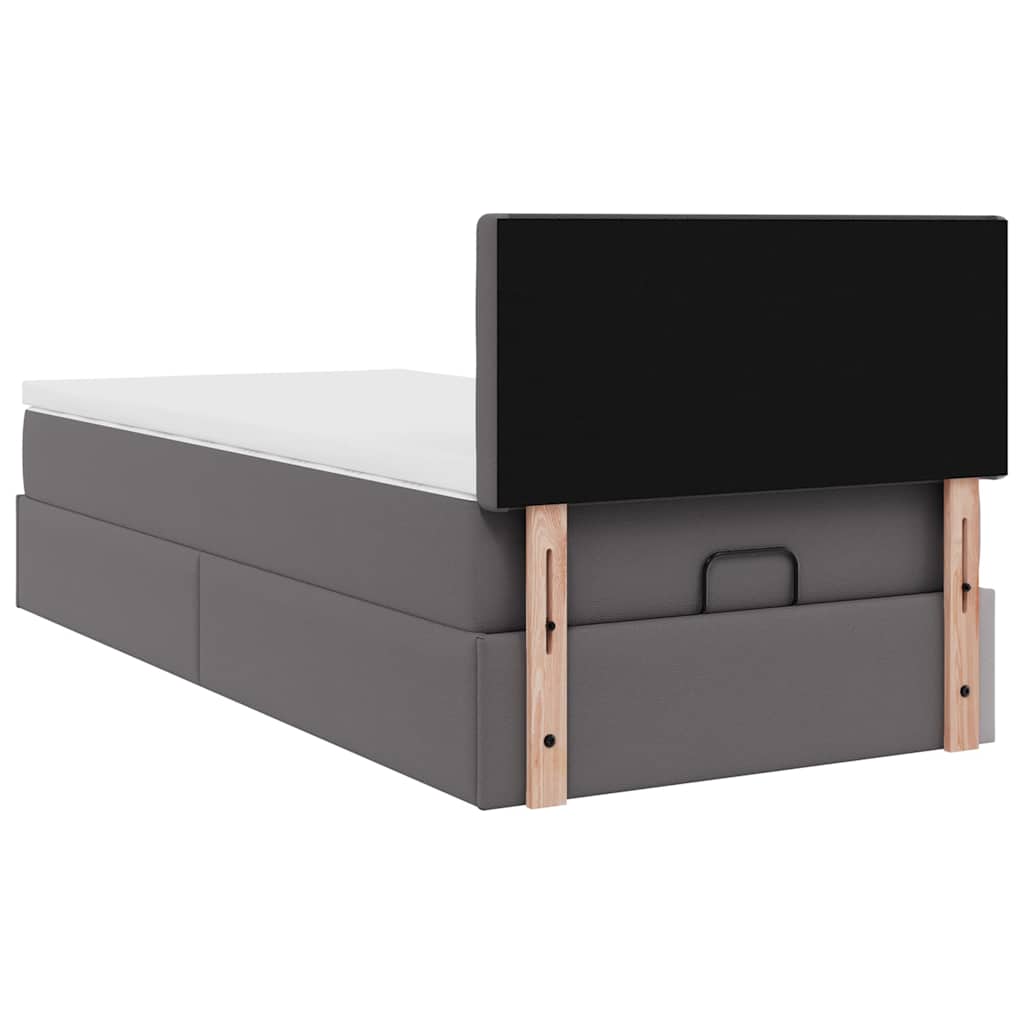 osmannisk sengeramme med madras 100x200 cm kunstlæder grå