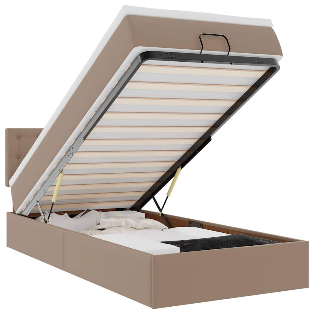 osmannisk sengeramme med madras 100x200cm kunstlæder cappuccino