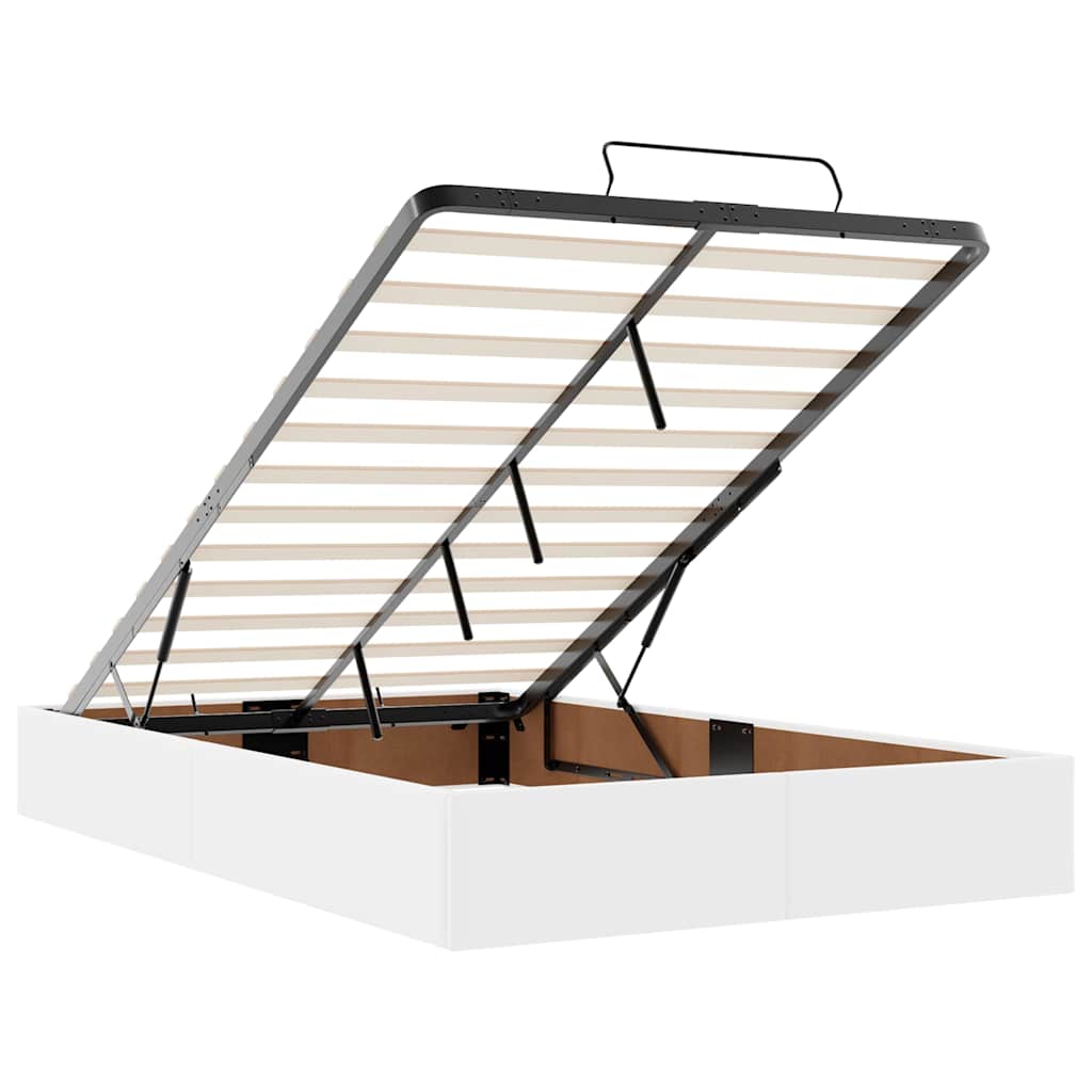 osmannisk seng med madrasser & LEDs 120x190 cm kunstlæder hvid