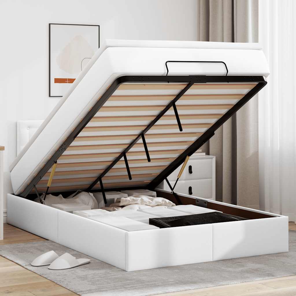 osmannisk sengeramme med madras 120x200 cm kunstlæder hvid