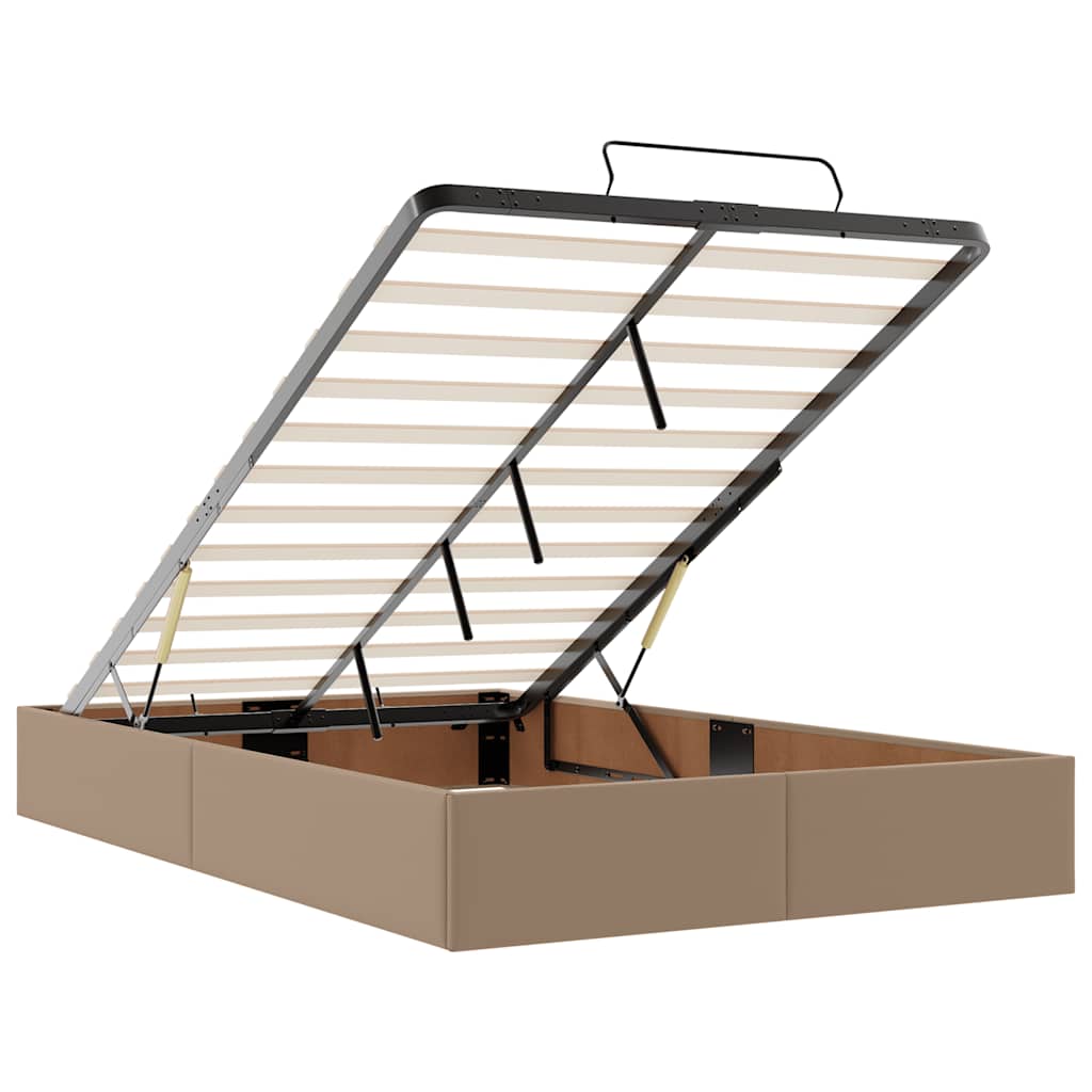 osmannisk sengeramme med madras 120x200cm kunstlæder cappuccino