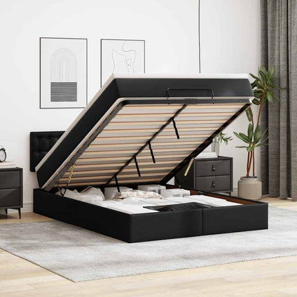 osmannisk seng med madrasser & LEDs 140x190 cm kunstlæder sort