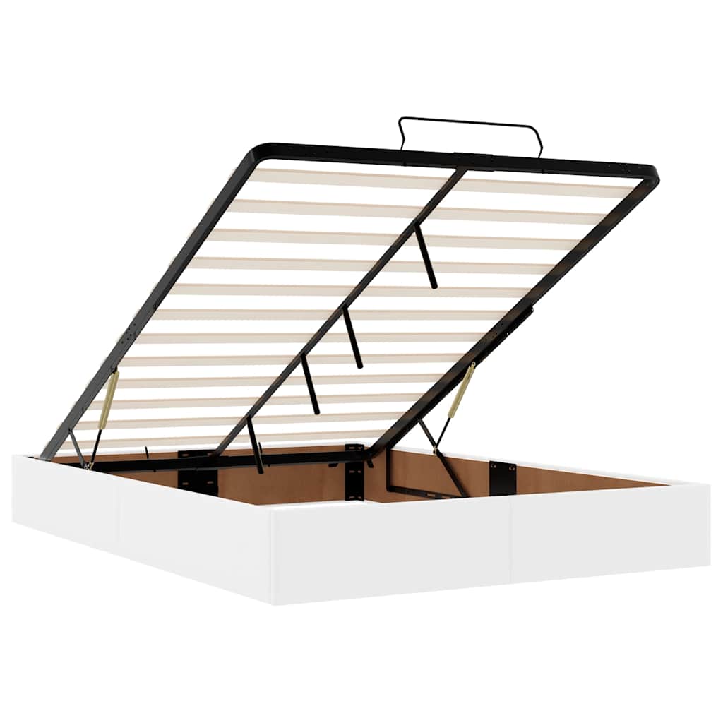 osmannisk seng med madrasser & LEDs 140x190 cm kunstlæder hvid