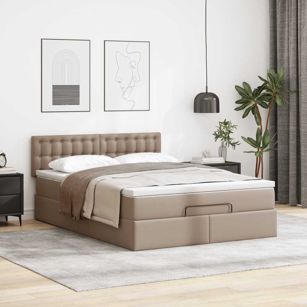 osmannisk seng med madrasser & LEDs 140x190 cm kunstlæder