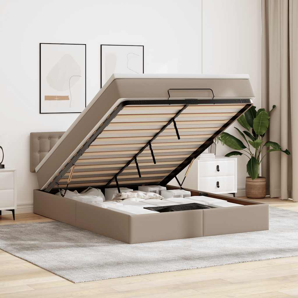 osmannisk seng med madrasser & LEDs 140x190 cm kunstlæder