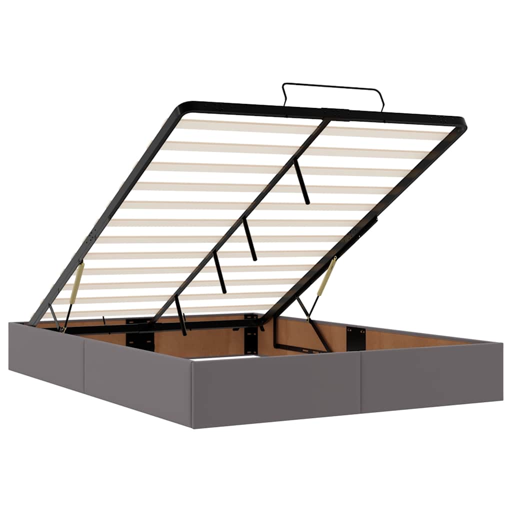 osmannisk seng med madrasser & LEDs 140x200 cm kunstlæder grå