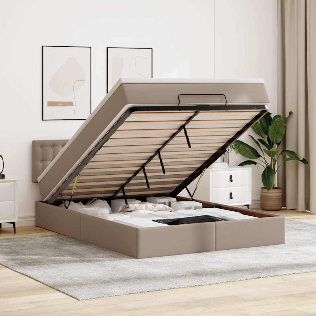 osmannisk seng med madrasser & LEDs 140x200 cm kunstlæder