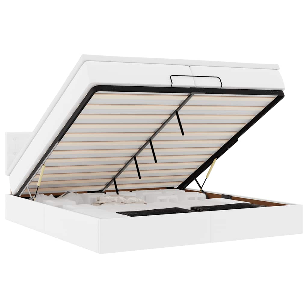 osmannisk sengeramme med madras 200x200 cm kunstlæder hvid