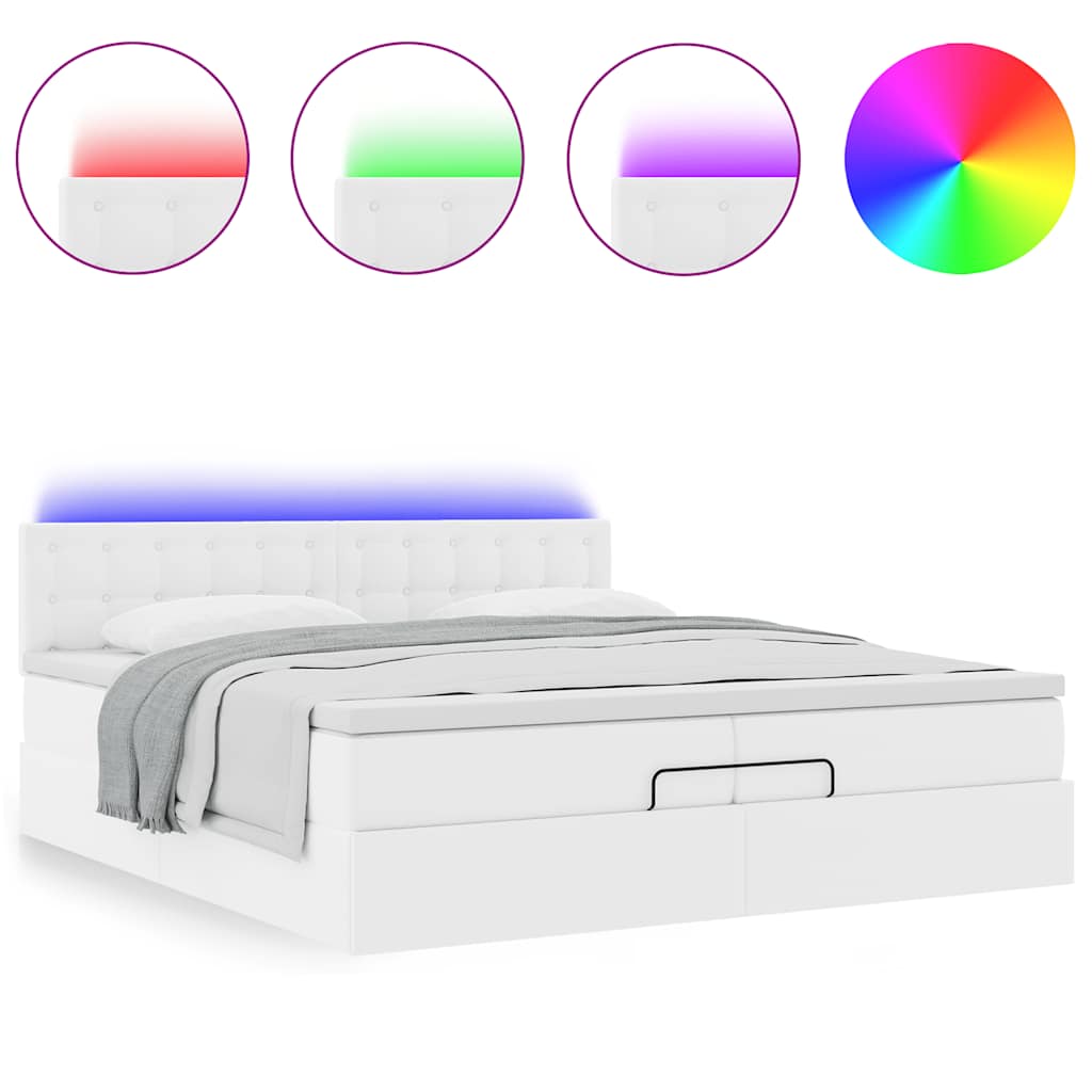 osmannisk sengeramme med madras 200x200 cm kunstlæder hvid