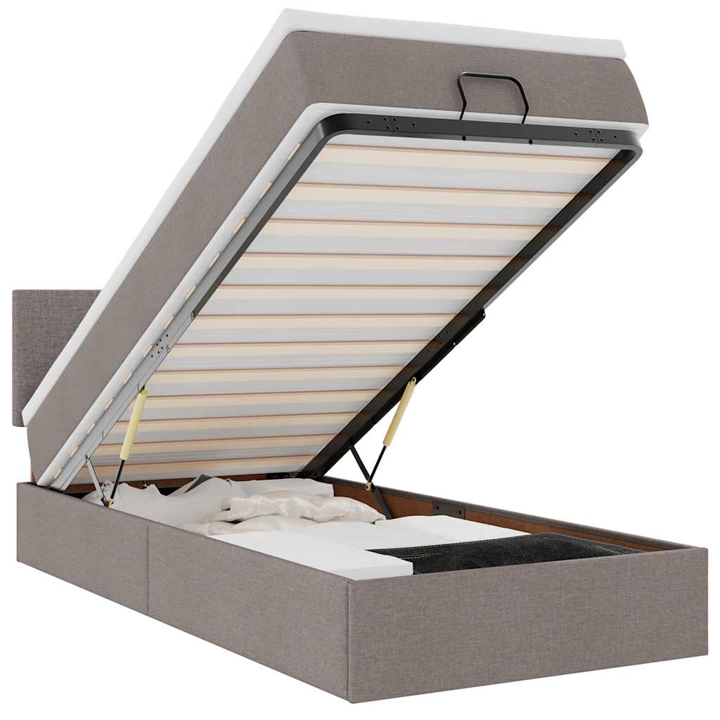 osmannisk sengeramme med madras 80x200 cm stof gråbrun