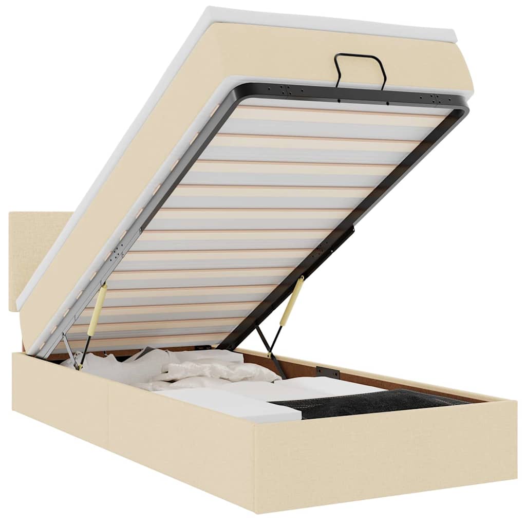 osmannisk sengeramme med madras 80x200 cm stof cremefarvet