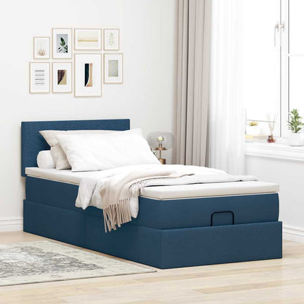 osmannisk sengeramme med madras 80x200 cm stof blå