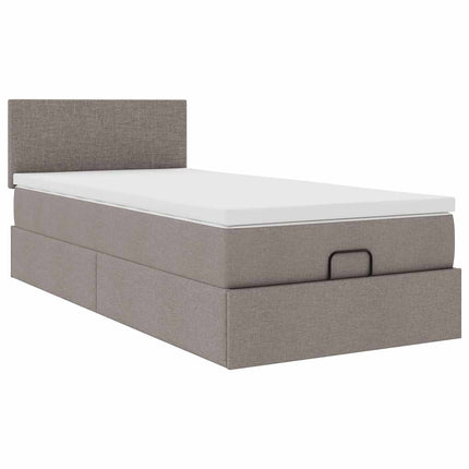 osmannisk sengeramme med madras 90x190 cm stof gråbrun