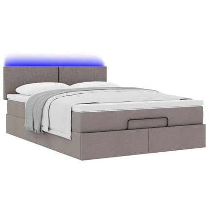 Ottoman seng med madras & LEDs Taupe 140x190 cm Stof