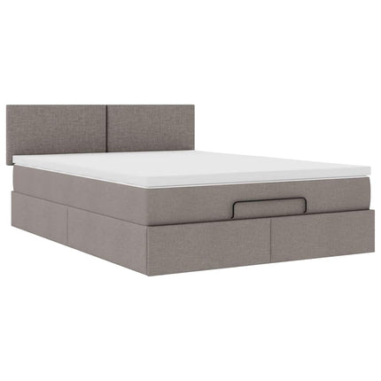Ottoman seng med madras & LEDs Taupe 140x190 cm Stof