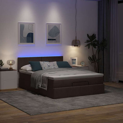 osmannisk sengeramme med madras 140x200 cm stof mørkebrun