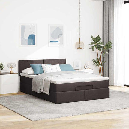 osmannisk sengeramme med madras 140x200 cm stof mørkebrun