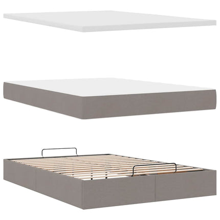 Ottoman seng med madras & LEDs Taupe 140x200 cm Stof