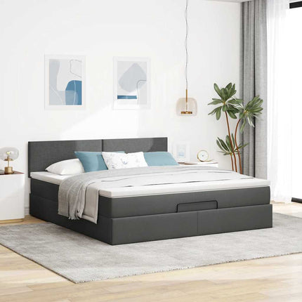 osmannisk sengeramme med madras 160x200 cm stof mørkegrå