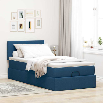 osmannisk sengeramme med madras 80x200 cm stof blå