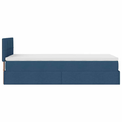 osmannisk sengeramme med madras 80x200 cm stof blå