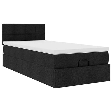 osmannisk sengeramme med madras 90x190 cm stof sort
