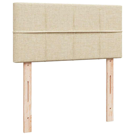 ottoman seng med madras & LEDs 90x200 cm stof cremefarvet