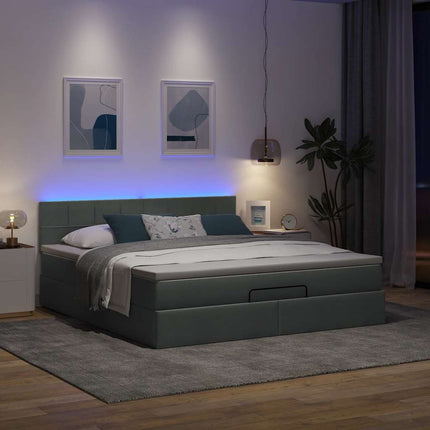 osmannisk sengeramme med madras 160x200 cm stof mørkegrå