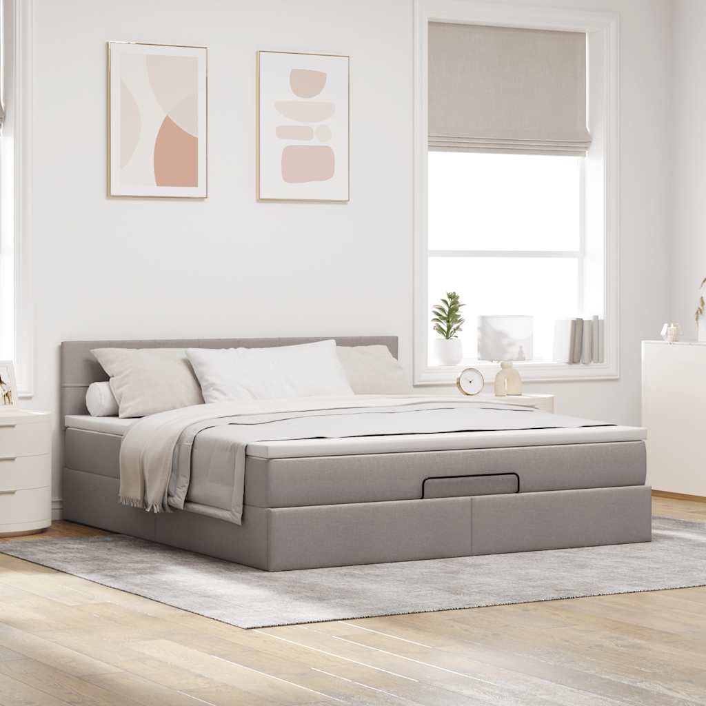 osmannisk sengeramme med madras 160x200 cm stof gråbrun