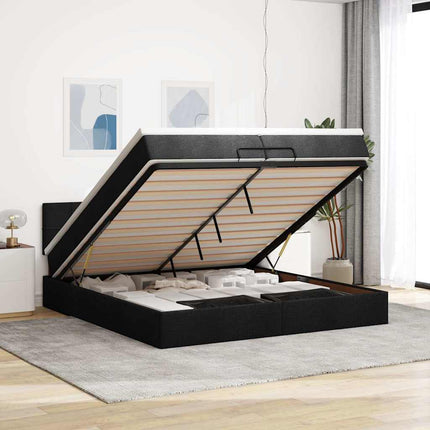 osmannisk sengeramme med madrasser 200x200 cm stof sort